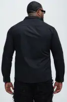 Ryland Cotton Long Sleeve Button Up Shirt(Black,S)