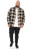 On The Boulevard Long Sleeve Flannel Shirt(Khaki/combo,S)