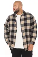 On The Boulevard Long Sleeve Flannel Shirt(Khaki/combo,S)