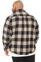 On The Boulevard Long Sleeve Flannel Shirt(Khaki/combo,S)