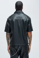 Vesta Faux Leather Shirt(Black,S)