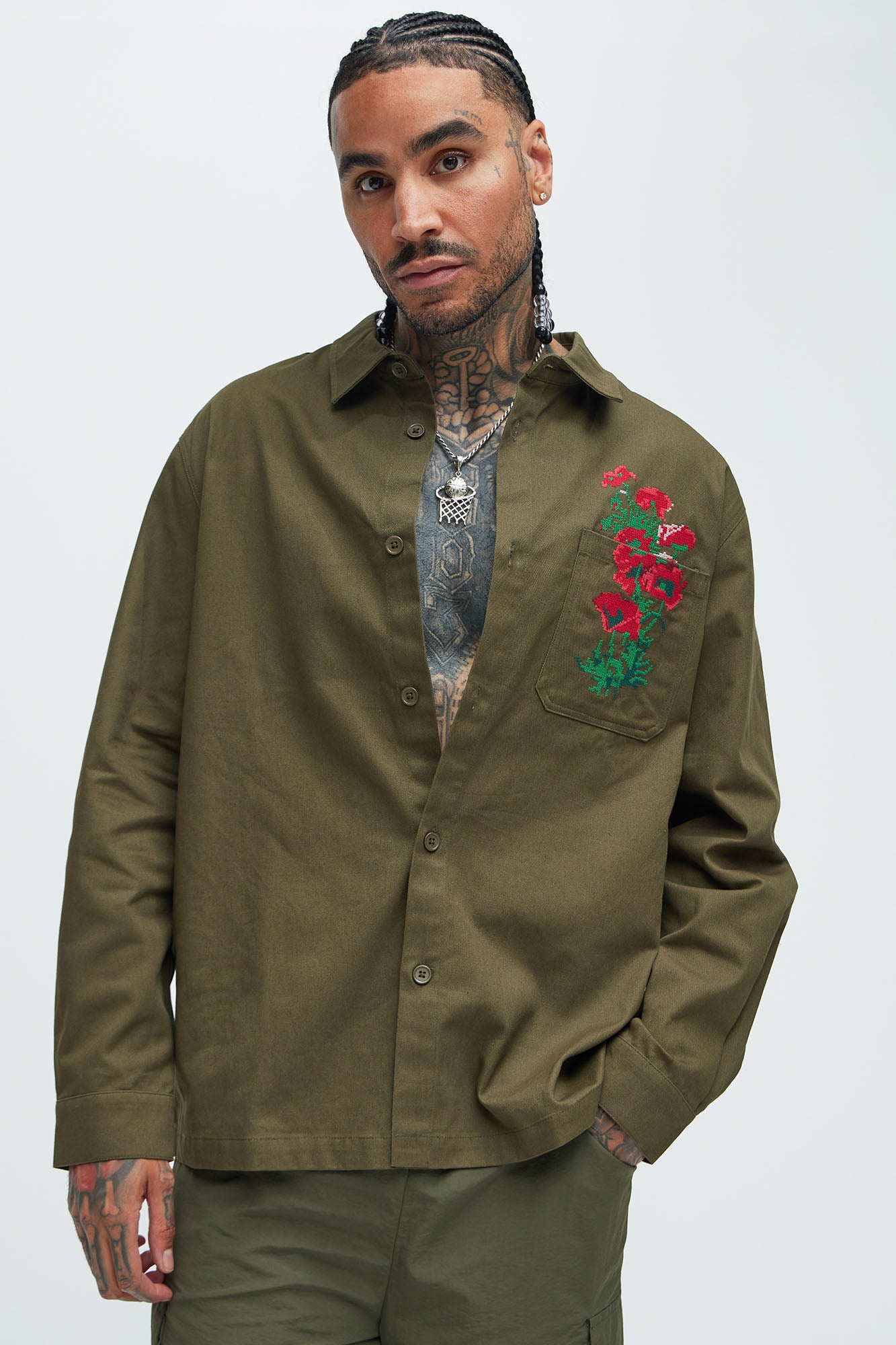 I Got You Embroidery Button Up Shirt
