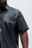 Vesta Faux Leather Shirt(Black,S)