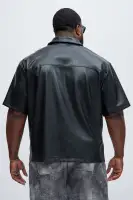 Vesta Faux Leather Shirt(Black,S)
