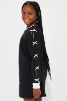 Mini Always Pretty Long Sleeve Bow Mini Dress(Black,4/5)