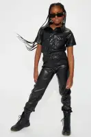Mini Not Too Shy Faux Leather Jumpsuit