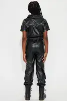 Mini Not Too Shy Faux Leather Jumpsuit(Black,4)