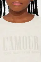 Mini L'Amour Vibes Pullover Sweatshirt and Skirt Set(Oatmeal,4/5)