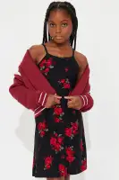 Mini 1998 Sleeveless Skater Mini Dress Set(Red,S (6/6X))