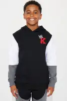 Mini King Of The Block Fleece Jogger Set(Black/Grey,4/5)