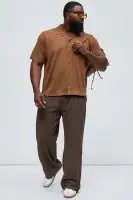 Waterfall Textured Polo Cardigan(Brown,S)