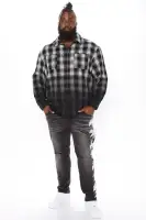 Sunset Dip Dye Flannel Shirt(White/Black,S)