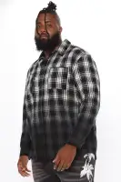 Sunset Dip Dye Flannel Shirt(White/Black,S)