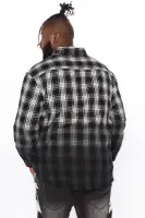 Sunset Dip Dye Flannel Shirt(White/Black,S)