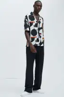 Over The Top Cuban Shirt(Off  White/combo,S)