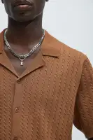 Waterfall Textured Polo Cardigan(Brown,S)