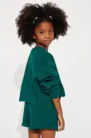 Mini Brooklyn's Cropped Top Fleece Matching Short Set(Teal,4/5)