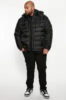 Grenade Like Hooded Puffer Jacket(Black,S)