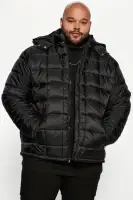 Grenade Like Hooded Puffer Jacket(Black,S)