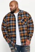 September Long Sleeve Zipper Flannel Shirt(Yellow/combo,S)