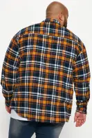 September Long Sleeve Zipper Flannel Shirt(Yellow/combo,S)