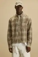 Delano Cropped Plaid Shirt(Taupe/combo,S)