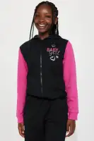 Mini Baby Girl Colorblock Fleece Jogger Set(Black/Pink,2/3)