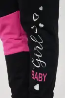 Mini Baby Girl Colorblock Fleece Jogger Set(Black/Pink,2/3)