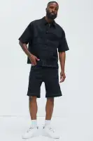 Interstellar Relaxed Denim Shorts(Black,30)