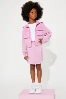 Mini Fleece Hoodie Skirt Set(Pink,4)
