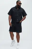 Interstellar Relaxed Denim Shorts(Black,30)