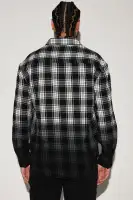 Sunset Dip Dye Flannel Shirt(White/Black,S)