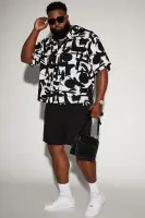 Perfect Strokes Button Up Shirt(Black/combo,S)