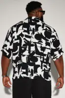 Perfect Strokes Button Up Shirt(Black/combo,S)
