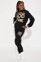Mini God Got Me Fleece Set