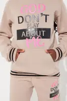 Mini God Don't Play Fleece Set(Khaki,4/5)