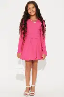 Mini Lillana Bubble Hem Skirt Set(Hot Pink,4/5)