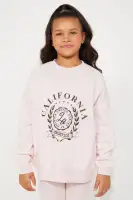 Mini California Oversized Crew & Fleece Flare Pant Set(Pink,7/8)