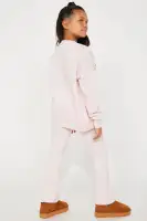 Mini California Oversized Crew & Fleece Flare Pant Set(Pink,7/8)