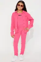 Mini Drip Too Hard Shacket With Pant Set