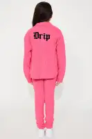 Mini Drip Too Hard Shacket With Pant Set(Hot Pink,4/5)