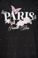 Mini Paris Oversized Crew & Fleece Flare Pant Set(Black,7/8)