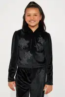 Mini Rockstar Lifestyle Velour Jogger Set(Black,4/5)