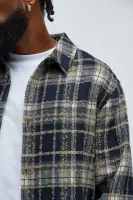 Tondo Plaid Button Up Shirt(Black/combo,S)