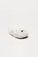 Mini Holiday Polar Bear Plush Head Slippers(Ivory,S/M)