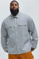 I Knew You Stripe Button Up Shirt(White/combo,S)