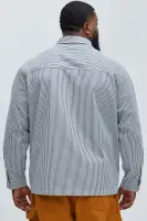 I Knew You Stripe Button Up Shirt(White/combo,S)