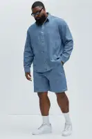 Water Brush Denim Shirt(Light Blue,S)