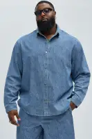Water Brush Denim Shirt(Light Blue,S)