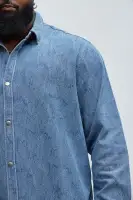 Water Brush Denim Shirt(Light Blue,S)